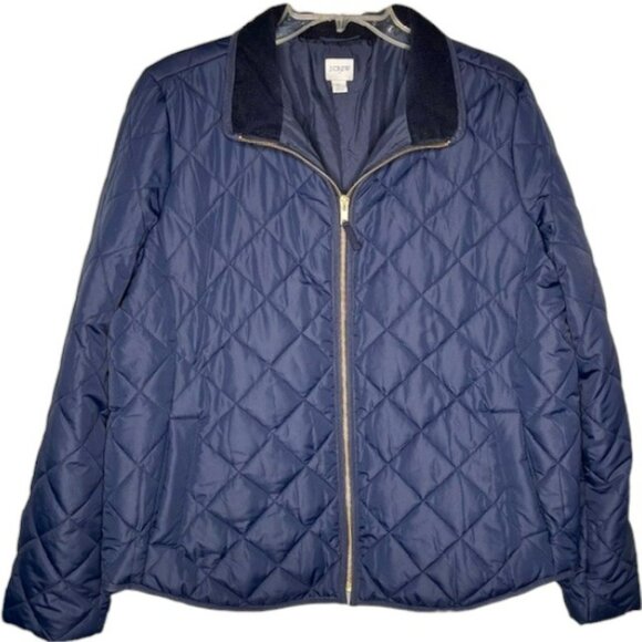 J. Crew Factory Diamond Quilted Jacket - Navy - XL - Picture 2 of 13
